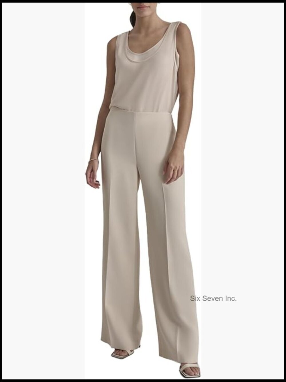 Wide Leg Suit Pant - Classic Work Trouser, Mid Waist, Invisible Zipper